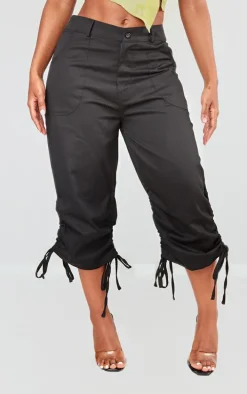 Shape Black Ruched Detail Capri Pants