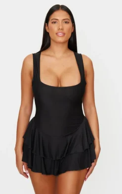 Shape Black Ruffle Romper