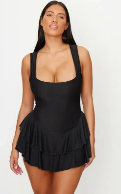 Shape Black Ruffle Romper