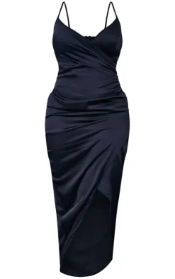 Shape Black Satin Wrap Midaxi Dress