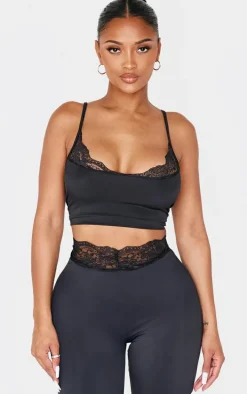 Shape Black Sculpt Lace Trim Cami Top