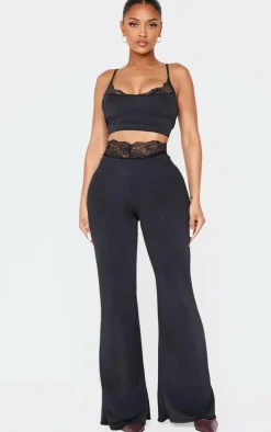 Shape Black Sculpt Lace Trim Flared Pants