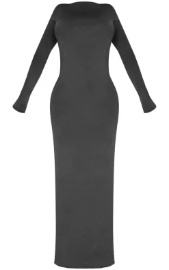 Shape Black Sculpt Long Sleeve Twist Open Back Maxi Dress