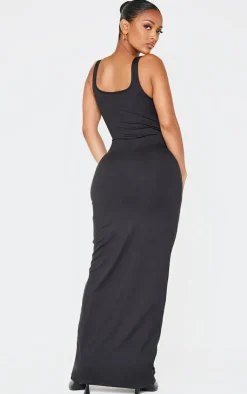 Shape Black Sculpt Square Neck Corseted Maxi Dress.