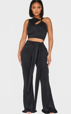 Shape Black Sculpt Twist Shoulder Crop Top
