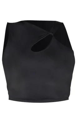 Shape Black Sculpt Twist Shoulder Crop Top