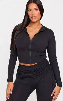 Shape Black Sculpt Underwired Corset Zip Through Jacket