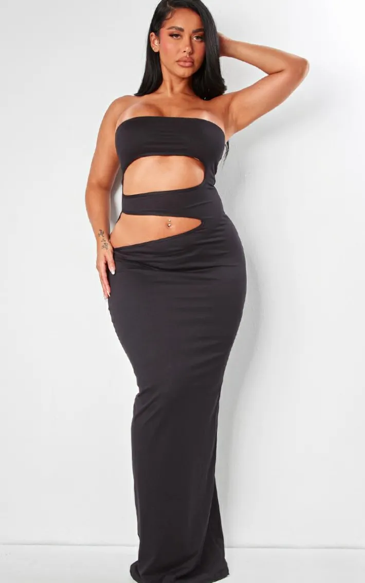Shape Black Sculpted Bandeau Cut Out Maxi Dress