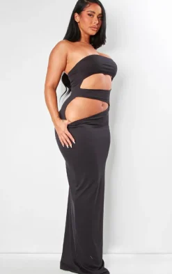 Shape Black Sculpted Bandeau Cut Out Maxi Dress