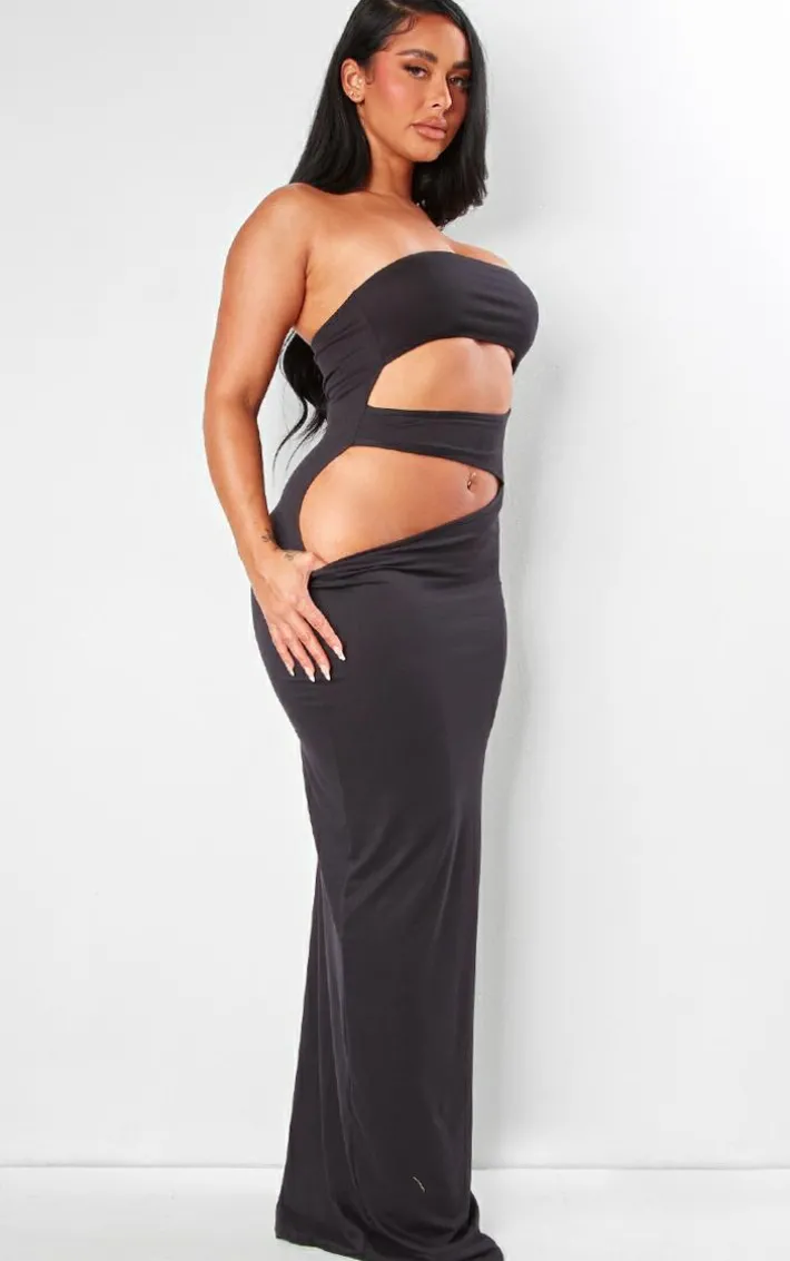 Shape Black Sculpted Bandeau Cut Out Maxi Dress