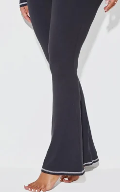 Shape Black Sculpted Contrast Stitch Foldover Waist Flare Pants