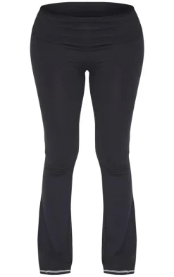 Shape Black Sculpted Contrast Stitch Foldover Waist Flare Pants