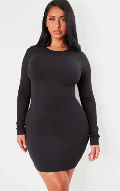 Shape Black Sculpted Long Sleeve Bodycon Dress