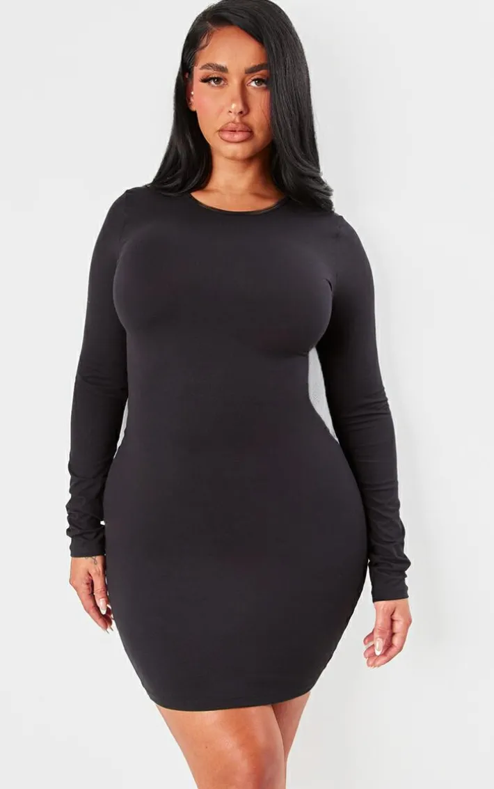 Shape Black Sculpted Long Sleeve Bodycon Dress