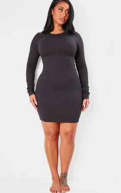 Shape Black Sculpted Long Sleeve Bodycon Dress