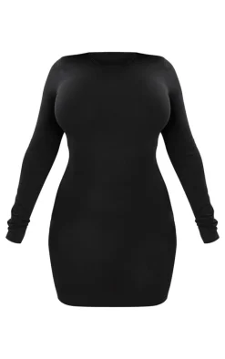Shape Black Sculpted Long Sleeve Bodycon Dress