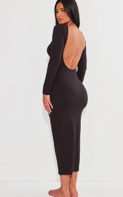 Shape Black Sculpted Long Sleeve Low Back Maxi Dress