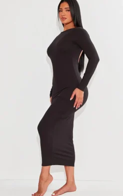 Shape Black Sculpted Long Sleeve Low Back Maxi Dress