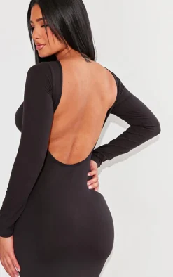 Shape Black Sculpted Long Sleeve Low Back Maxi Dress