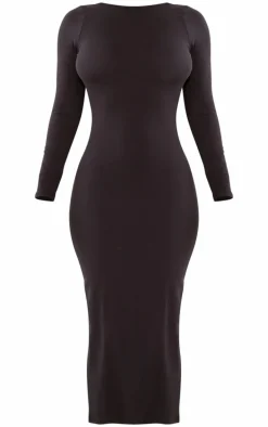 Shape Black Sculpted Long Sleeve Low Back Maxi Dress