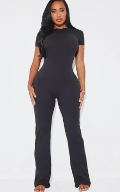 Shape Black Sculpted Short Sleeve Jumpsuit