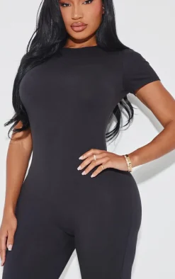 Shape Black Sculpted Short Sleeve Jumpsuit