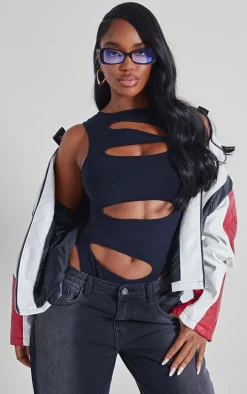 Shape Black Sculpted Slash Front Bodysuit