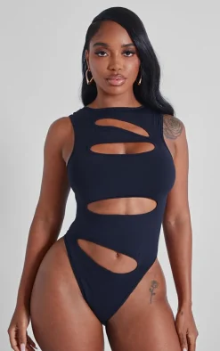 Shape Black Sculpted Slash Front Bodysuit