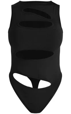 Shape Black Sculpted Slash Front Bodysuit