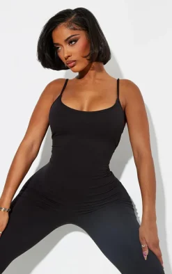 Shape Black Sculpted Strappy Jumpsuit