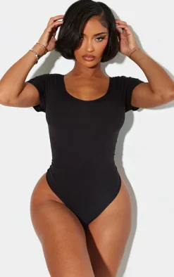 Shape Black Sculpted V Neck Short Sleeve Bodysuit