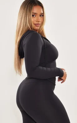 Shape Black Sculpted Zip Through Hoodie