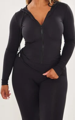 Shape Black Sculpted Zip Through Hoodie