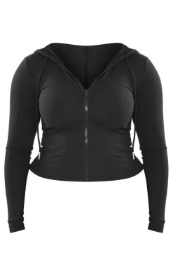 Shape Black Sculpted Zip Through Hoodie