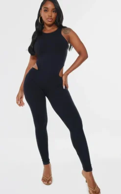 Shape Black Seamless Cut Out Jumpsuit