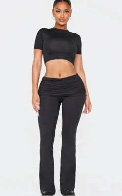 Shape Black Seamless Fold Over Pants