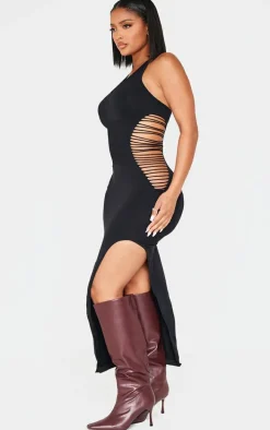 Shape Black Seamless Ladder Cut Out Halterneck Midaxi Dress