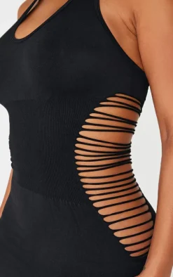 Shape Black Seamless Ladder Cut Out Halterneck Midaxi Dress