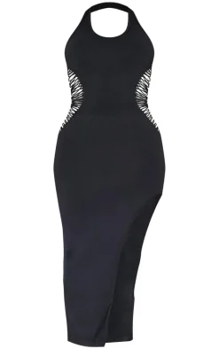 Shape Black Seamless Ladder Cut Out Halterneck Midaxi Dress