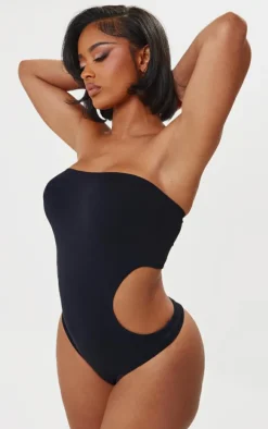 Shape Black Seamless Open Back Bandeau Bodysuit
