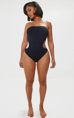 Shape Black Seamless Open Back Bandeau Bodysuit