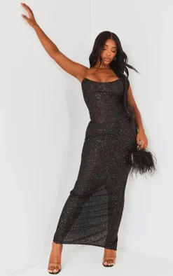 Shape Black Sequin Bandeau Maxi Dress