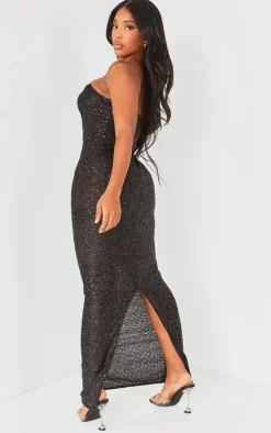 Shape Black Sequin Bandeau Maxi Dress