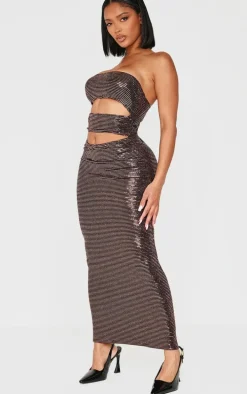 Shape Black Sequin Bandeau Slash Front Maxi Dress