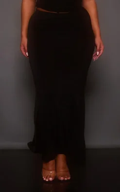 Shape Black Slinky Acetate Low Rise Maxi Skirt