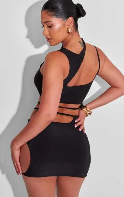 Shape Black Slinky Asymmetric Hem Top