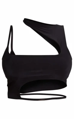 Shape Black Slinky Asymmetric Hem Top
