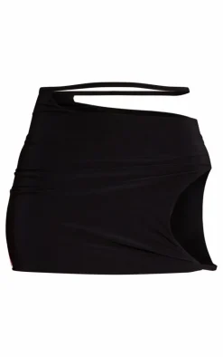 Shape Black Slinky Cowl Low Rise Mini Skirt