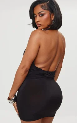 Shape Black Slinky Cowl Neck Buckle Dress