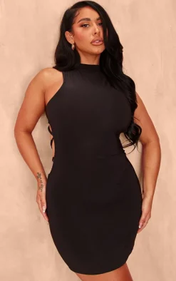 Shape Black Slinky Cut Out Back Detail Bodycon Dress